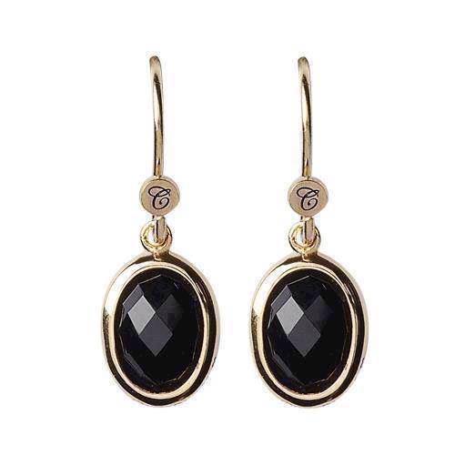 Image of Christina Collect Forgyldt sterling sølv Black Onyx Dream Smukke ørehængere, findes også i sølv, model 670-G01black